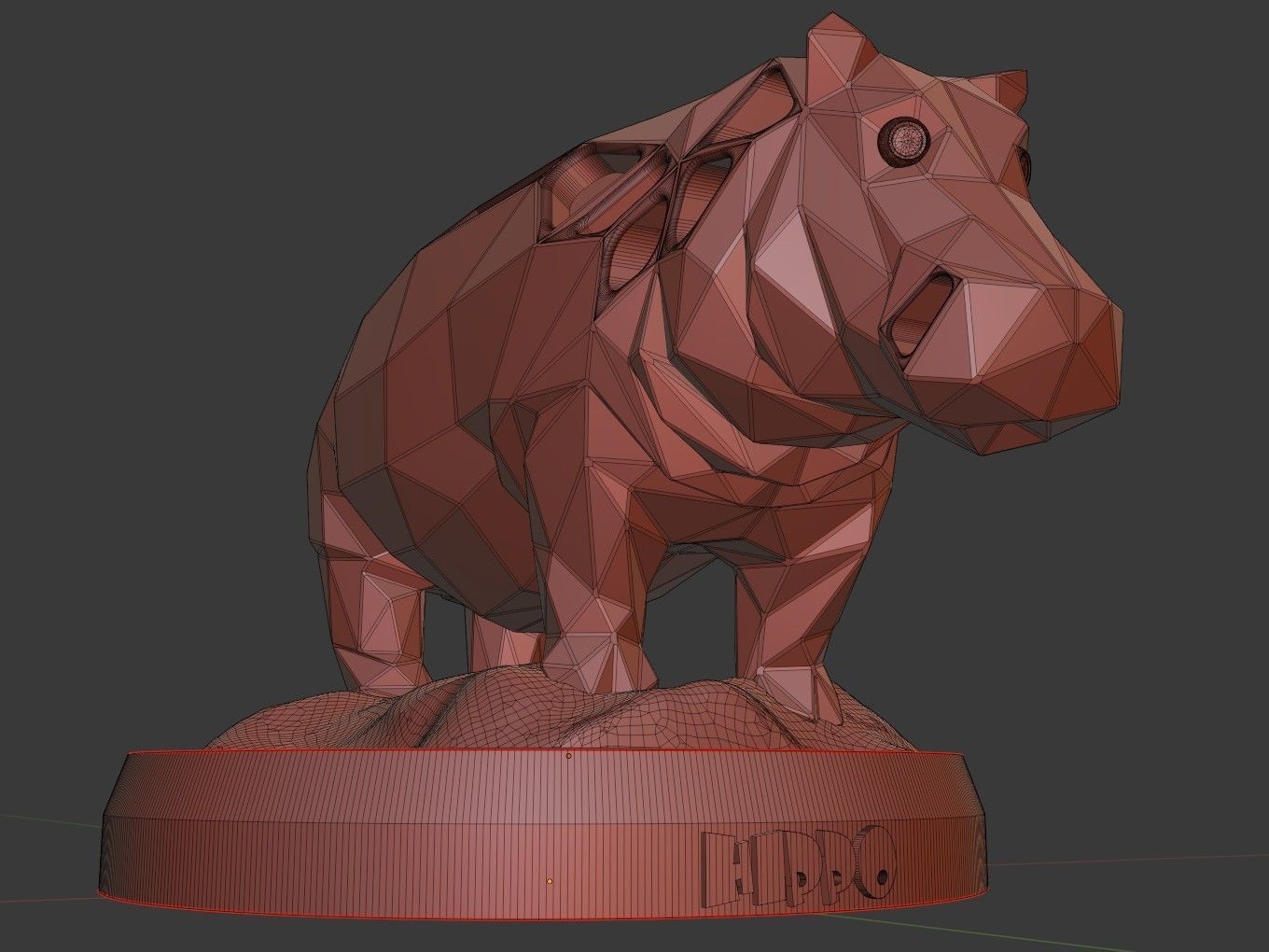Voronoi Hippo Rock 3D print model_11