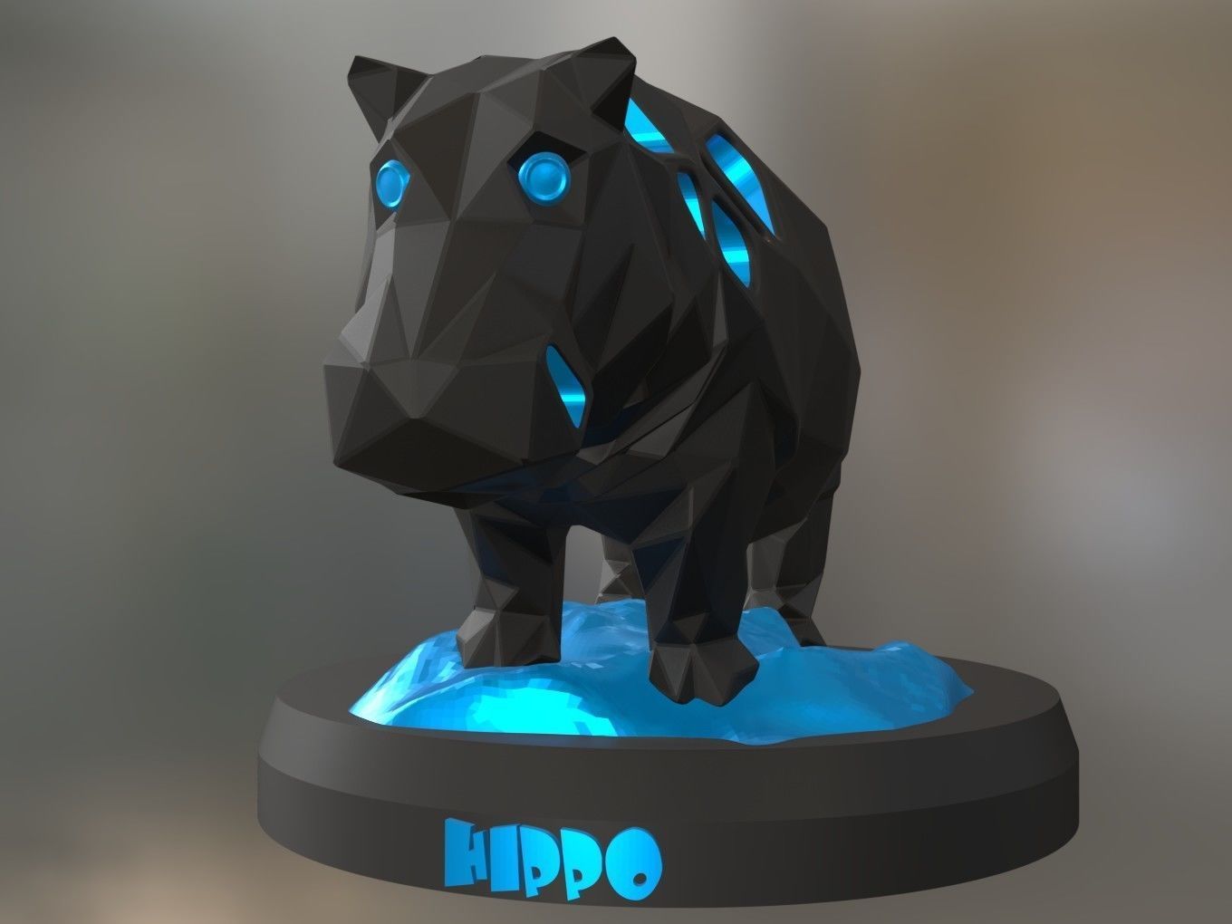 Voronoi Hippo Rock 3D print model_7