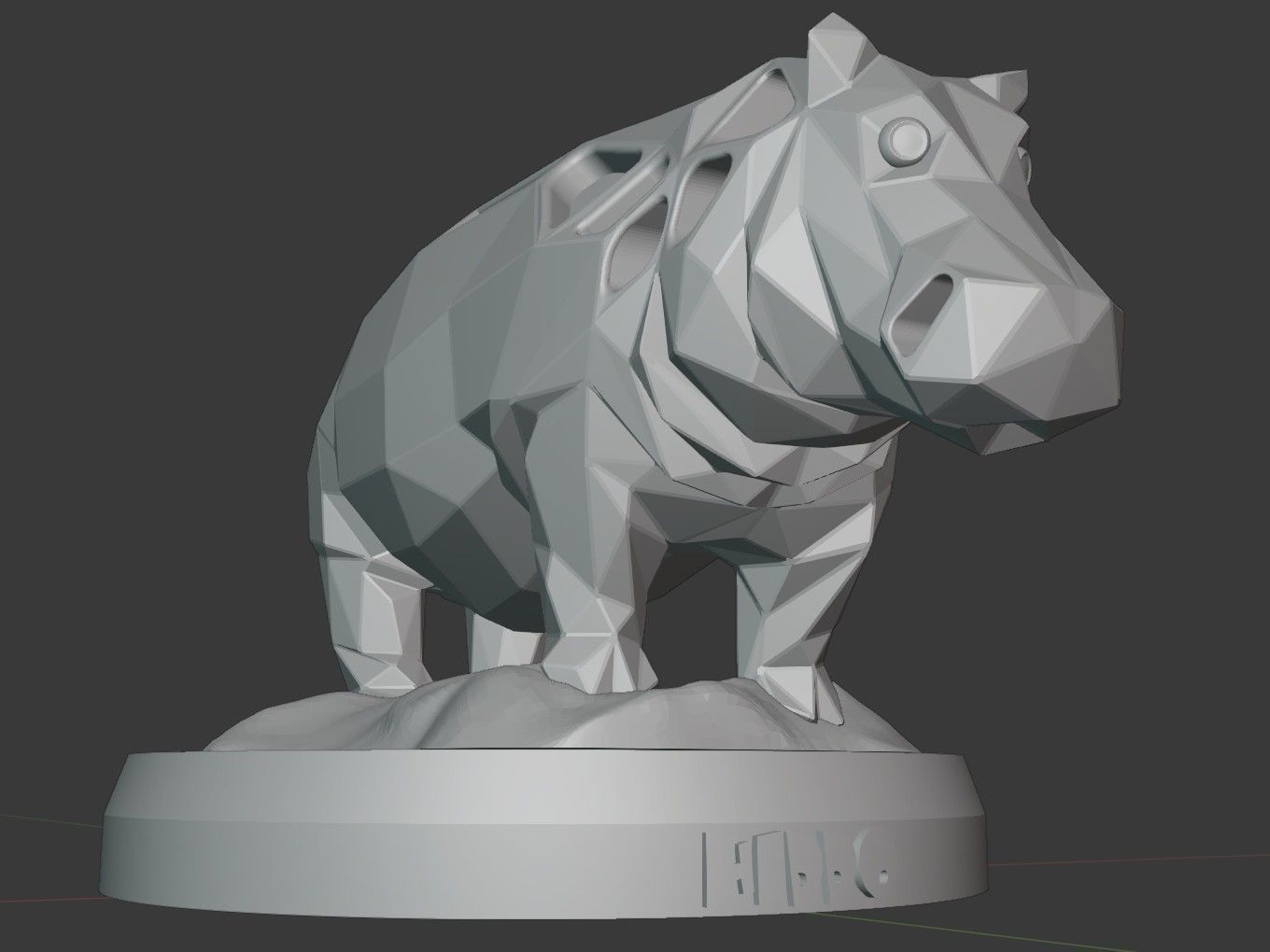 Voronoi Hippo Rock 3D print model_9