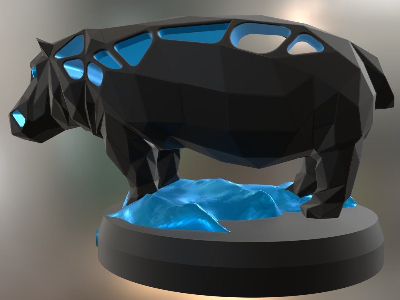 Voronoi Hippo Rock 3D print model_5