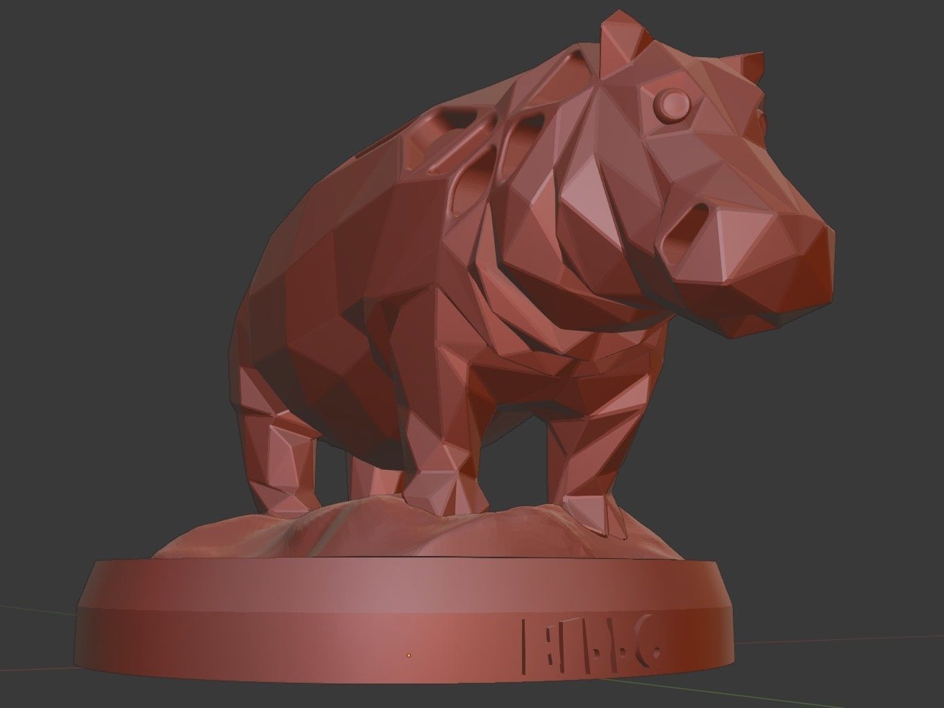 Voronoi Hippo Rock 3D print model_12