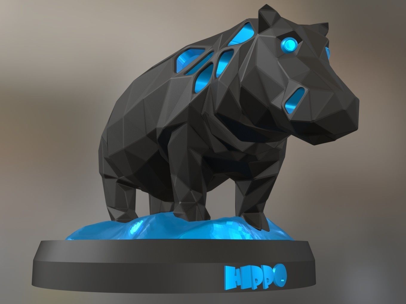 Voronoi Hippo Rock 3D print model_8