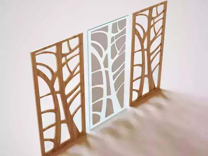 Partition wooden screen with trees