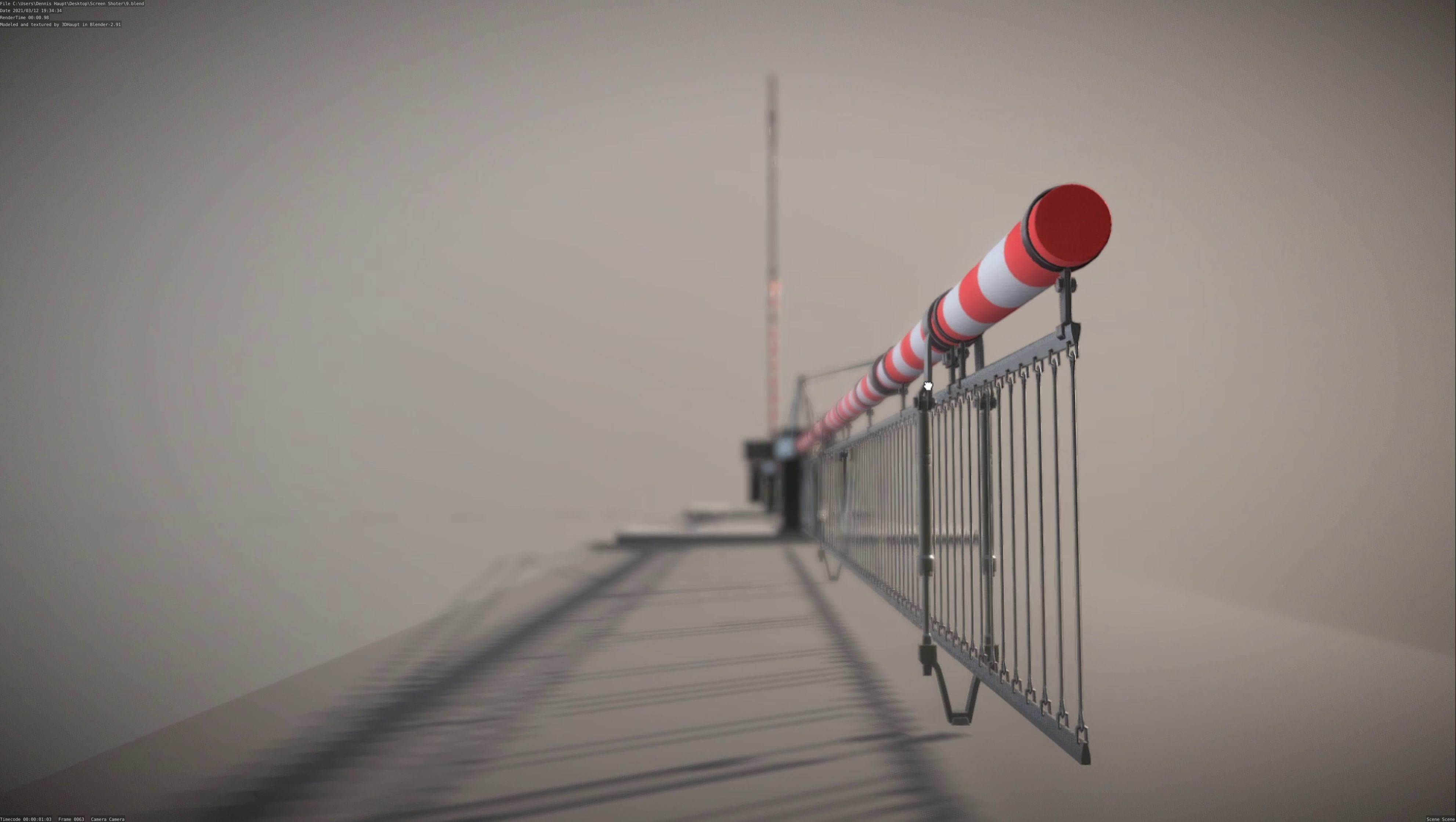 Railroad Barrier 9m with Protective Grid High and Low-Poly 3D Model Collection_6