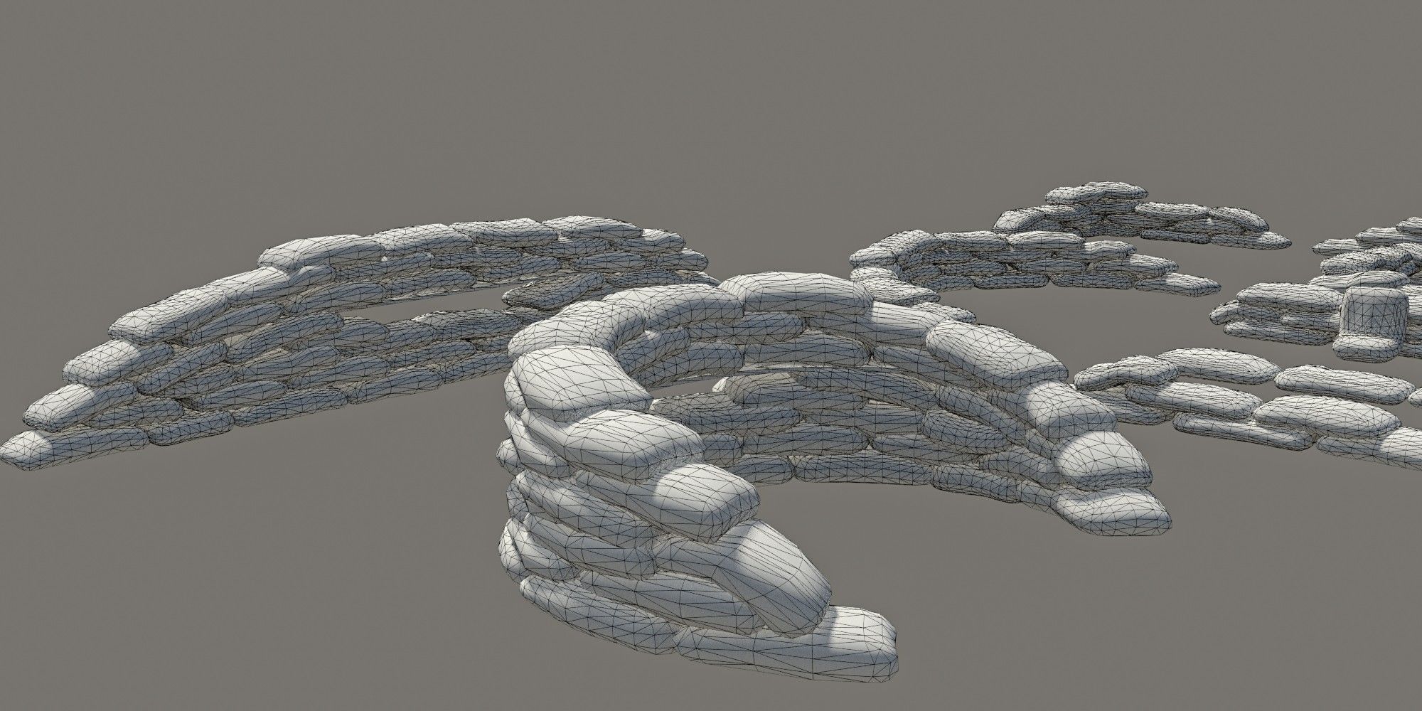 Sandbags Wall Kit  Low-poly 3D model_8