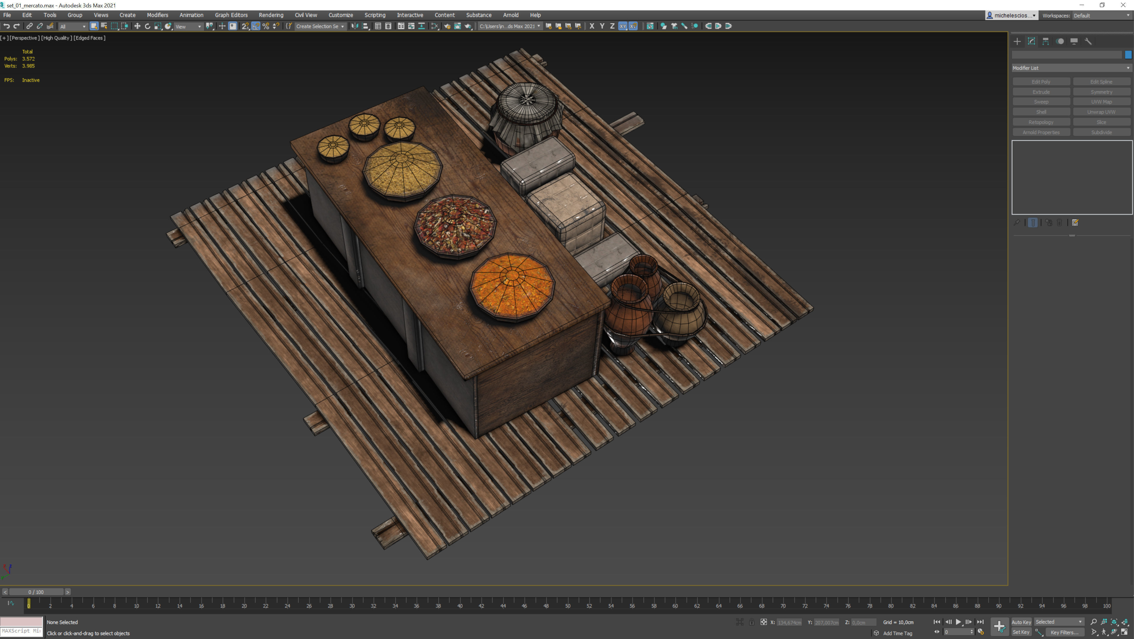 medieval market low poly 3d model Low-poly 3D model_7