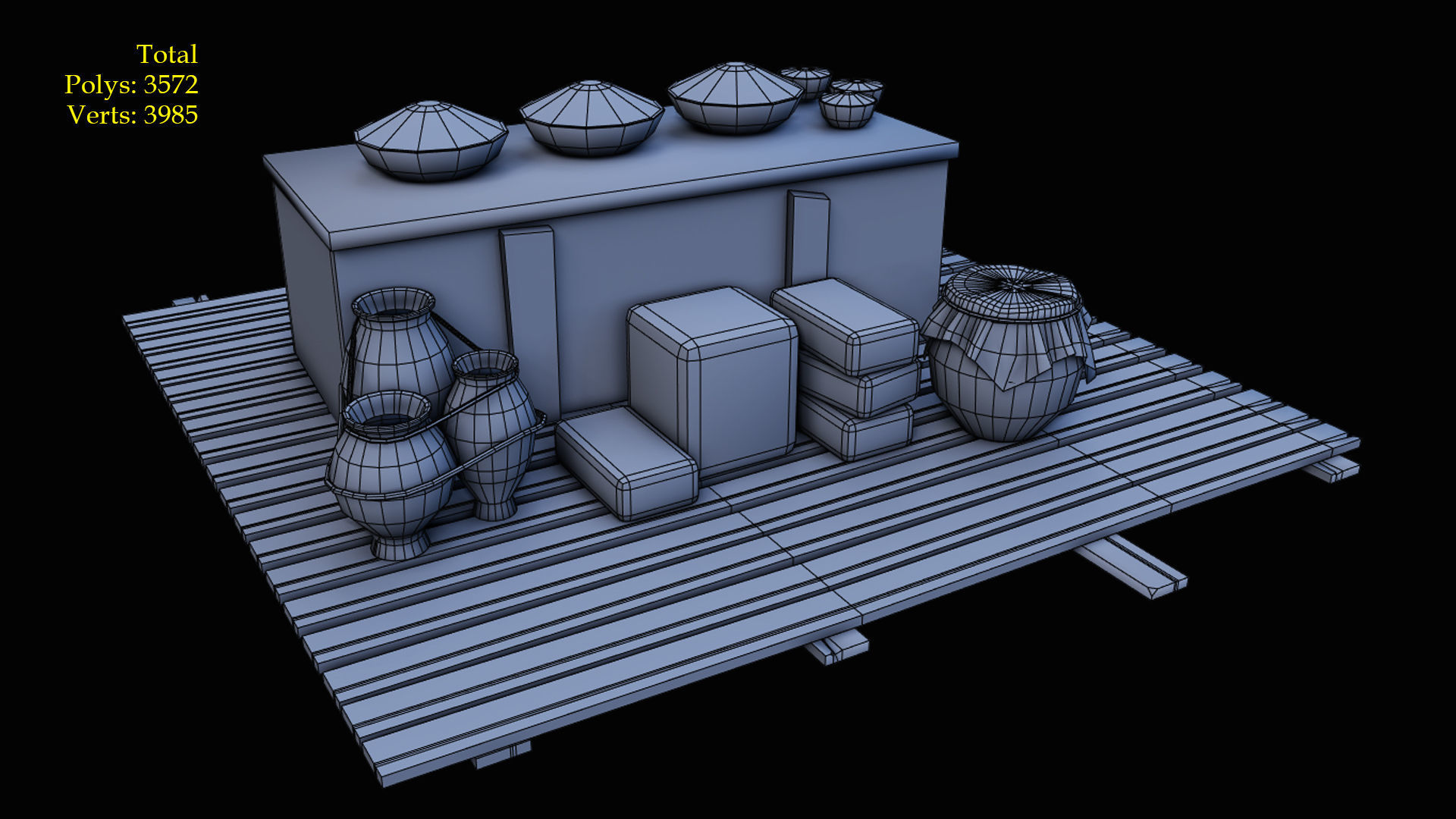 medieval market low poly 3d model Low-poly 3D model_3
