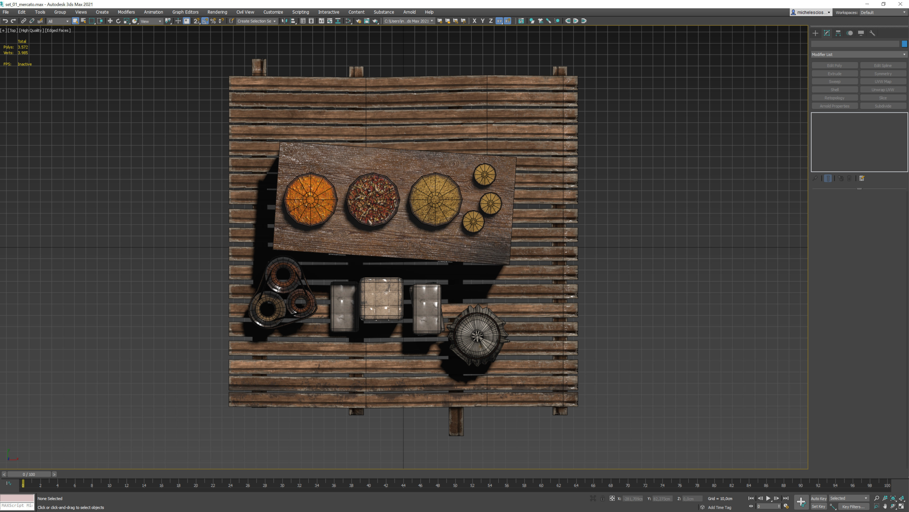 medieval market low poly 3d model Low-poly 3D model_8