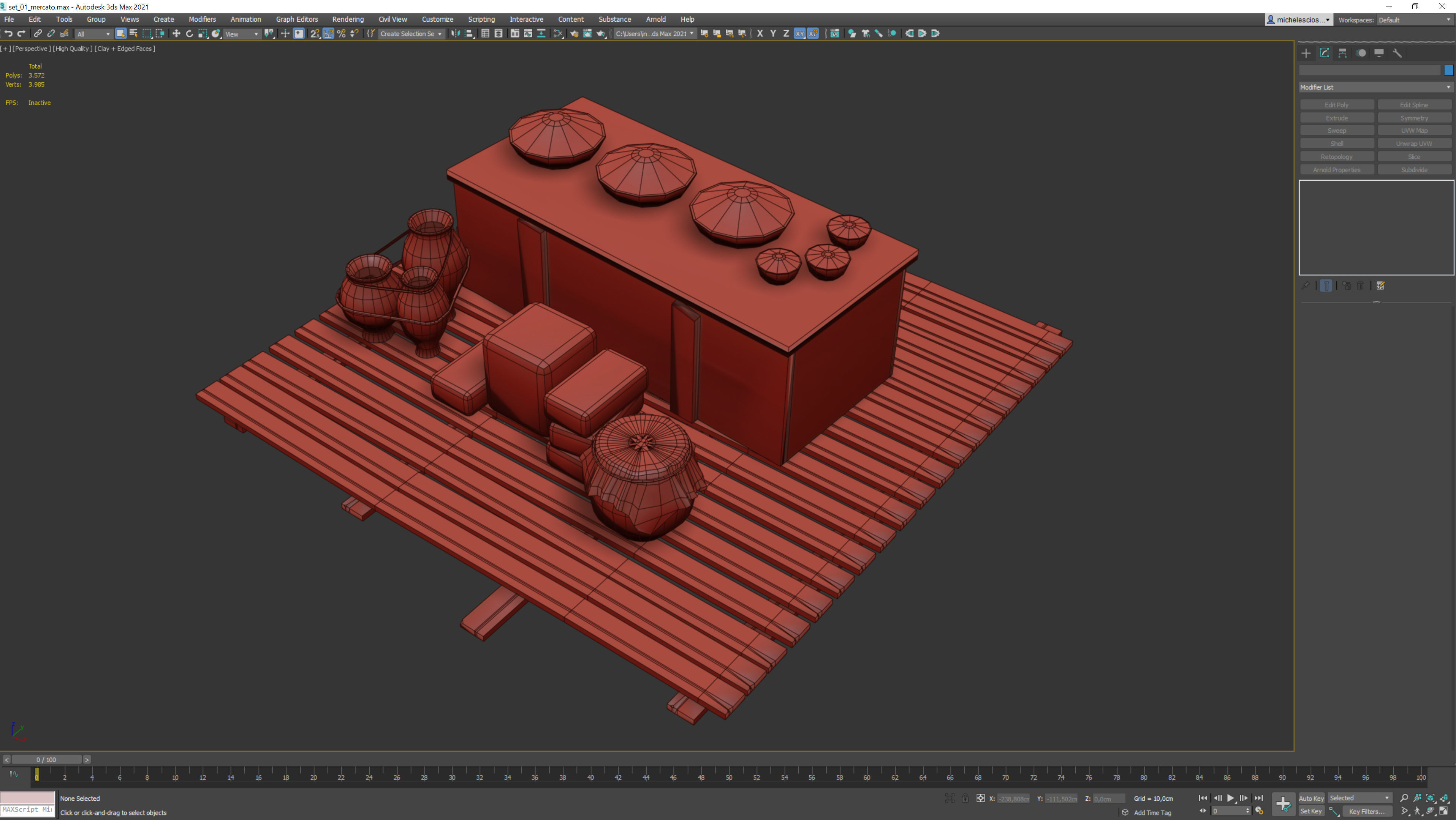 medieval market low poly 3d model Low-poly 3D model_5