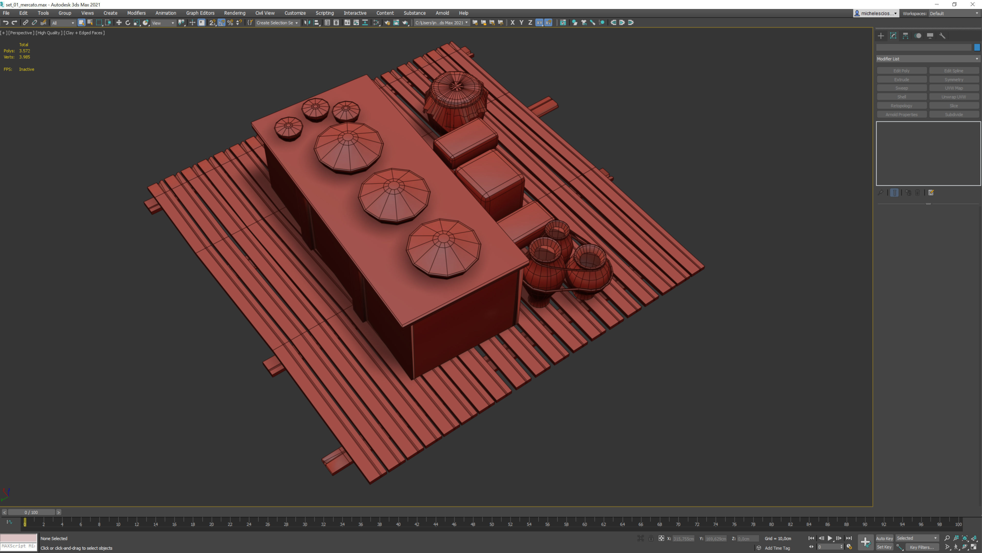 medieval market low poly 3d model Low-poly 3D model_6