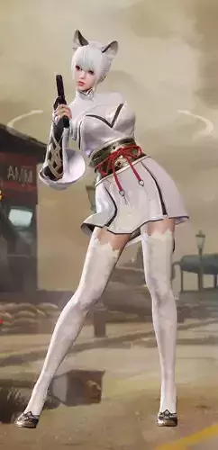 Ancient Oriental beauty slim character  3d Low-poly model