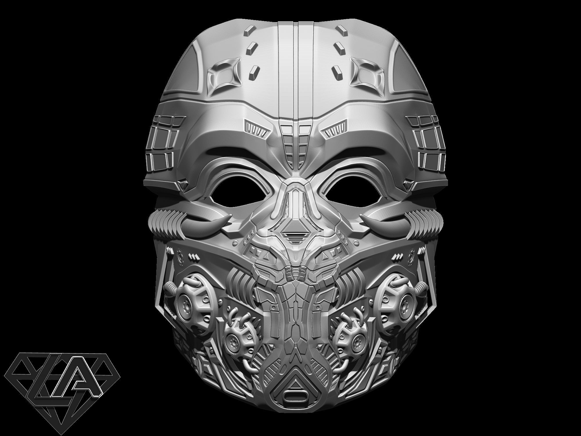 Cyber Invader SCI-FI Warrior custom mask 3D print model_2