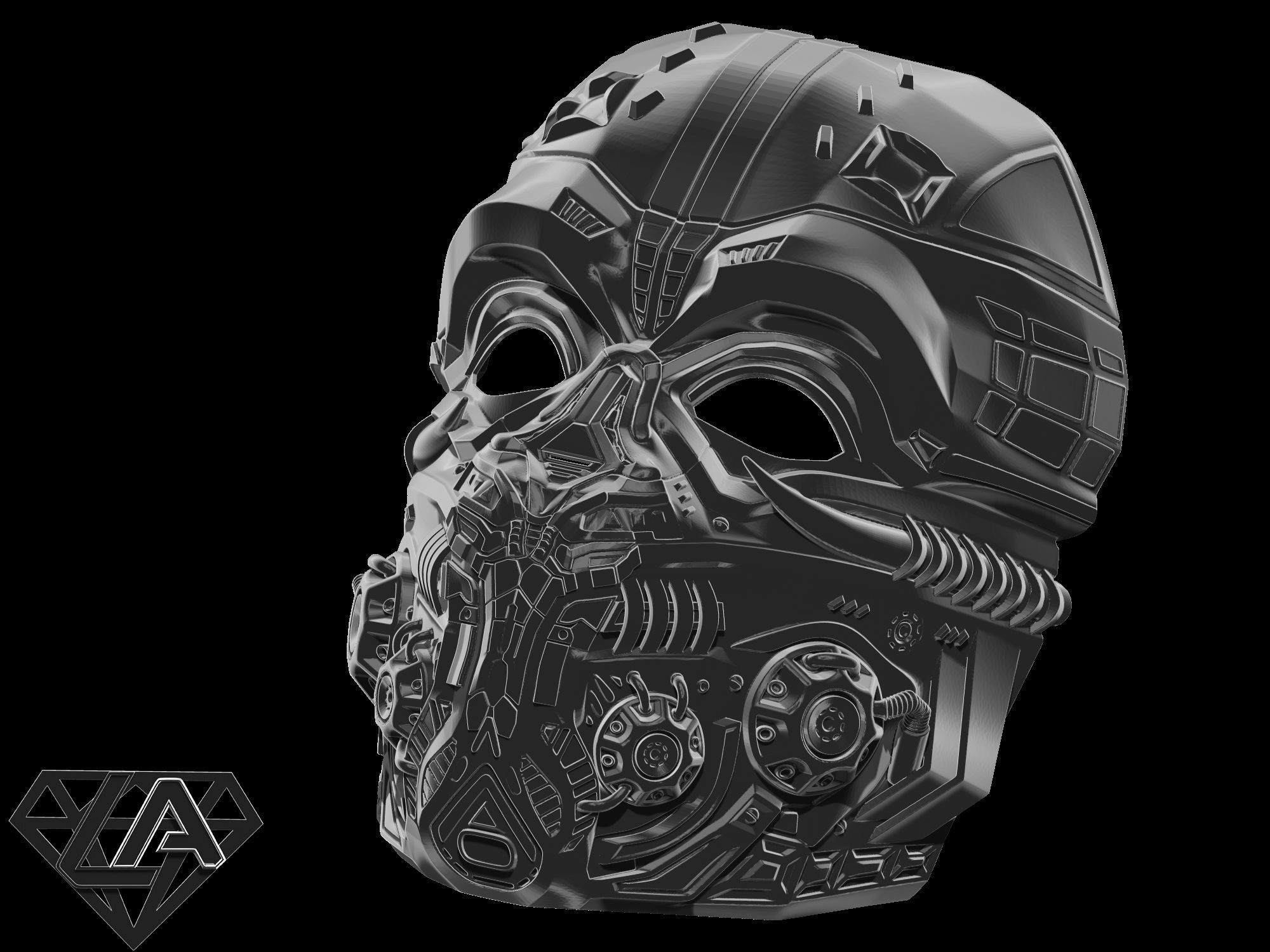 Cyber Invader SCI-FI Warrior custom mask 3D print model_9