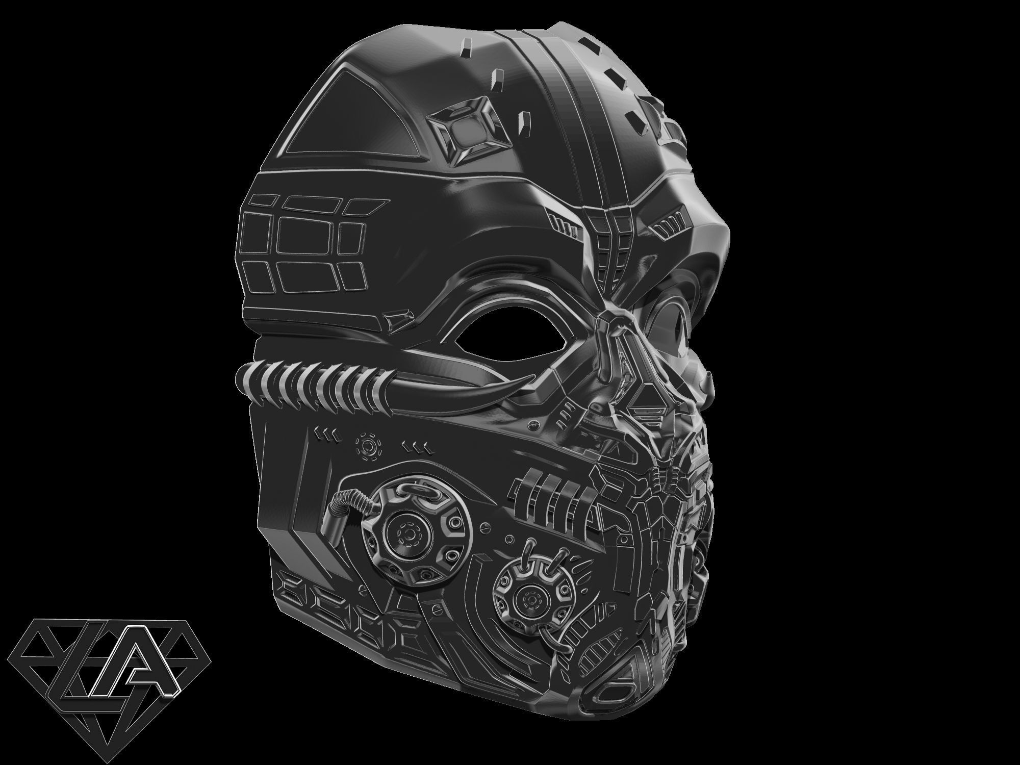 Cyber Invader SCI-FI Warrior custom mask 3D print model_5