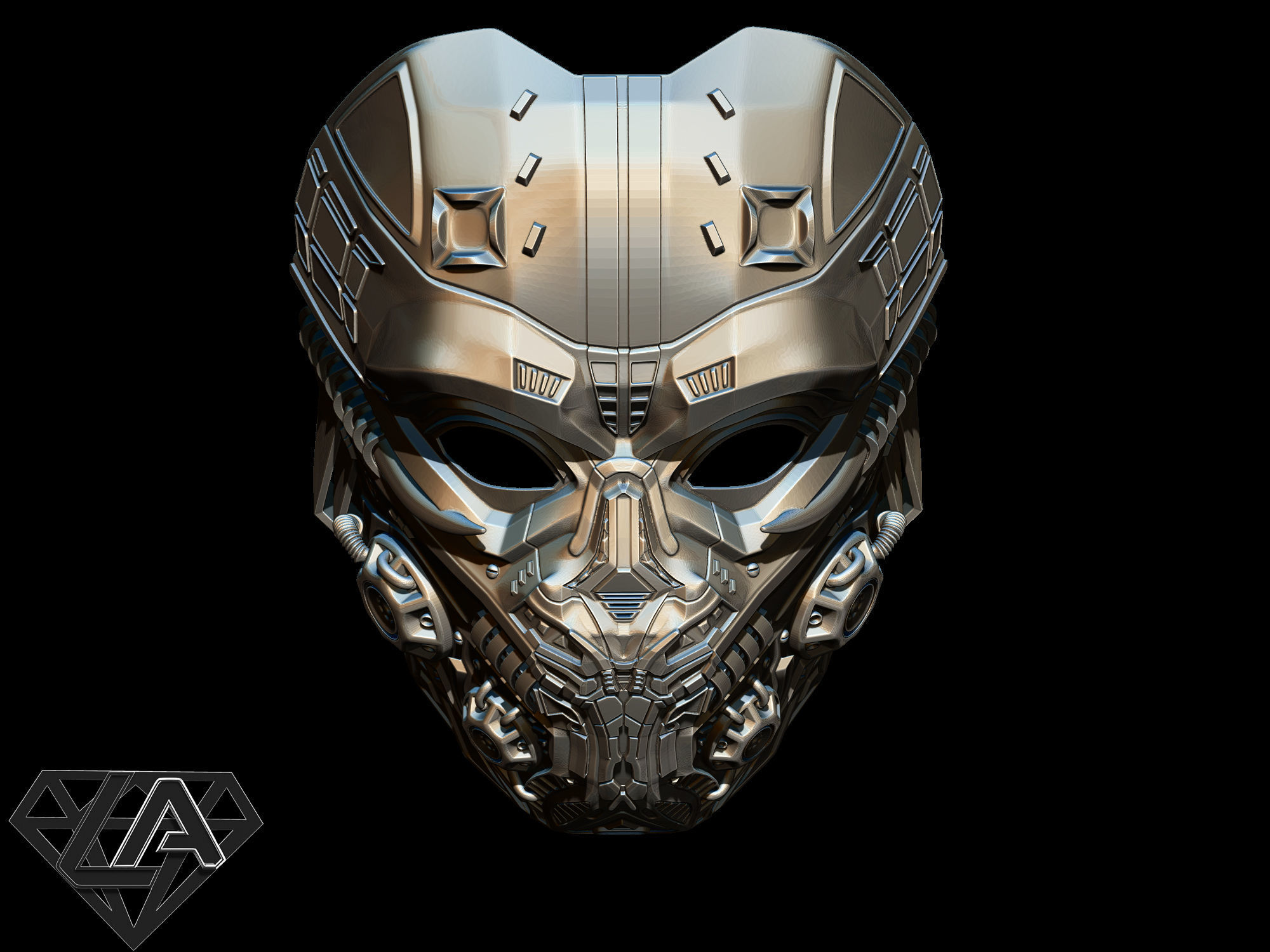 Cyber Invader SCI-FI Warrior custom mask 3D print model_1