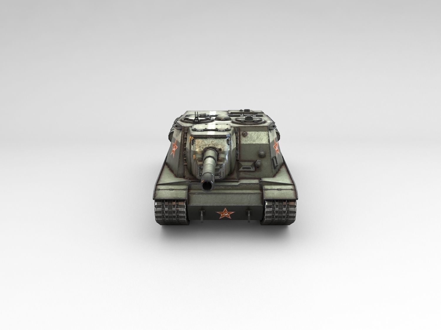 Low Poly ISU 152 self propelled gun Low-poly 3D model_6