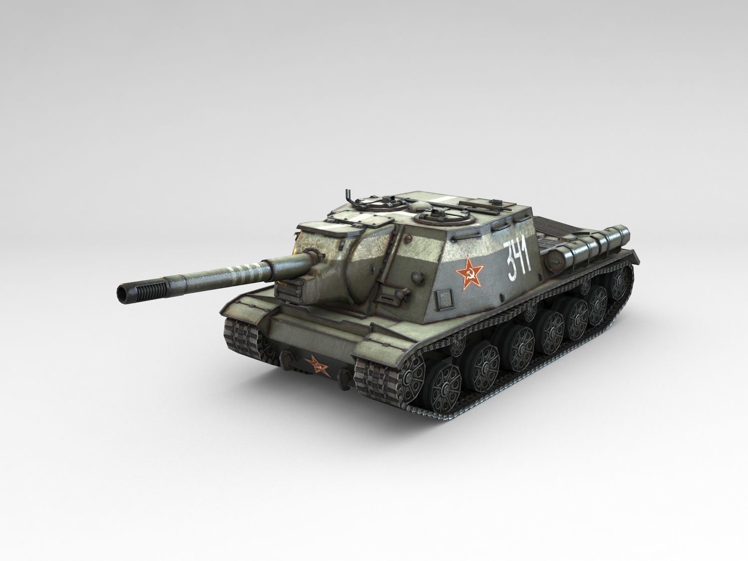 Low Poly ISU 152 self propelled gun Low-poly 3D model_3