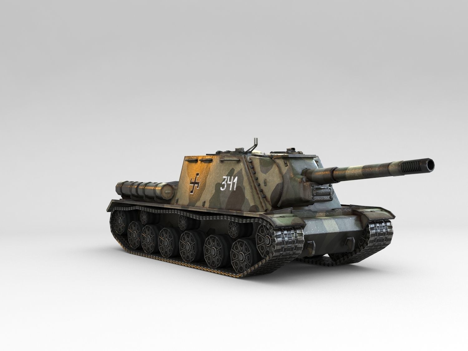Low Poly ISU 152 self propelled gun Low-poly 3D model_12
