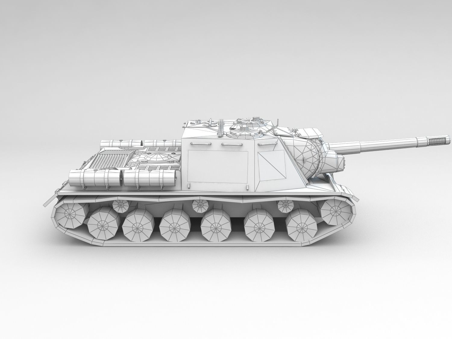 Low Poly ISU 152 self propelled gun Low-poly 3D model_11
