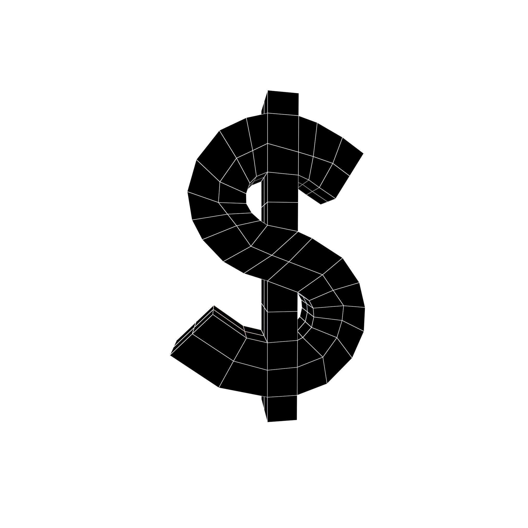 Dollar Symbol v1 002 Low-poly 3D model_4