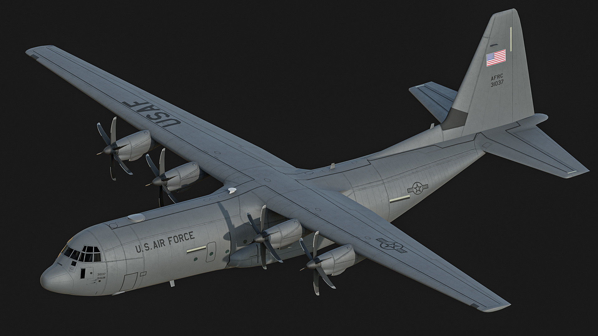 C130 Super Hercules Low-poly 3D model_1
