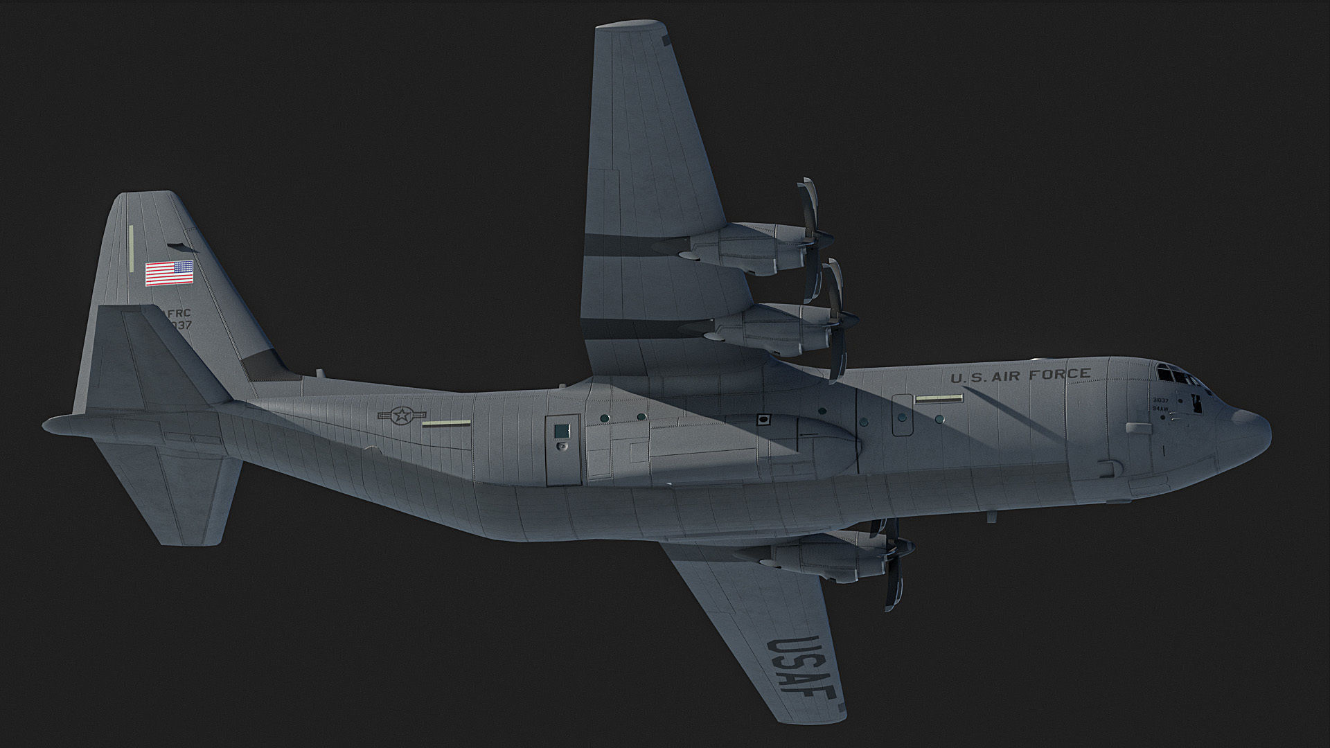C130 Super Hercules Low-poly 3D model_4