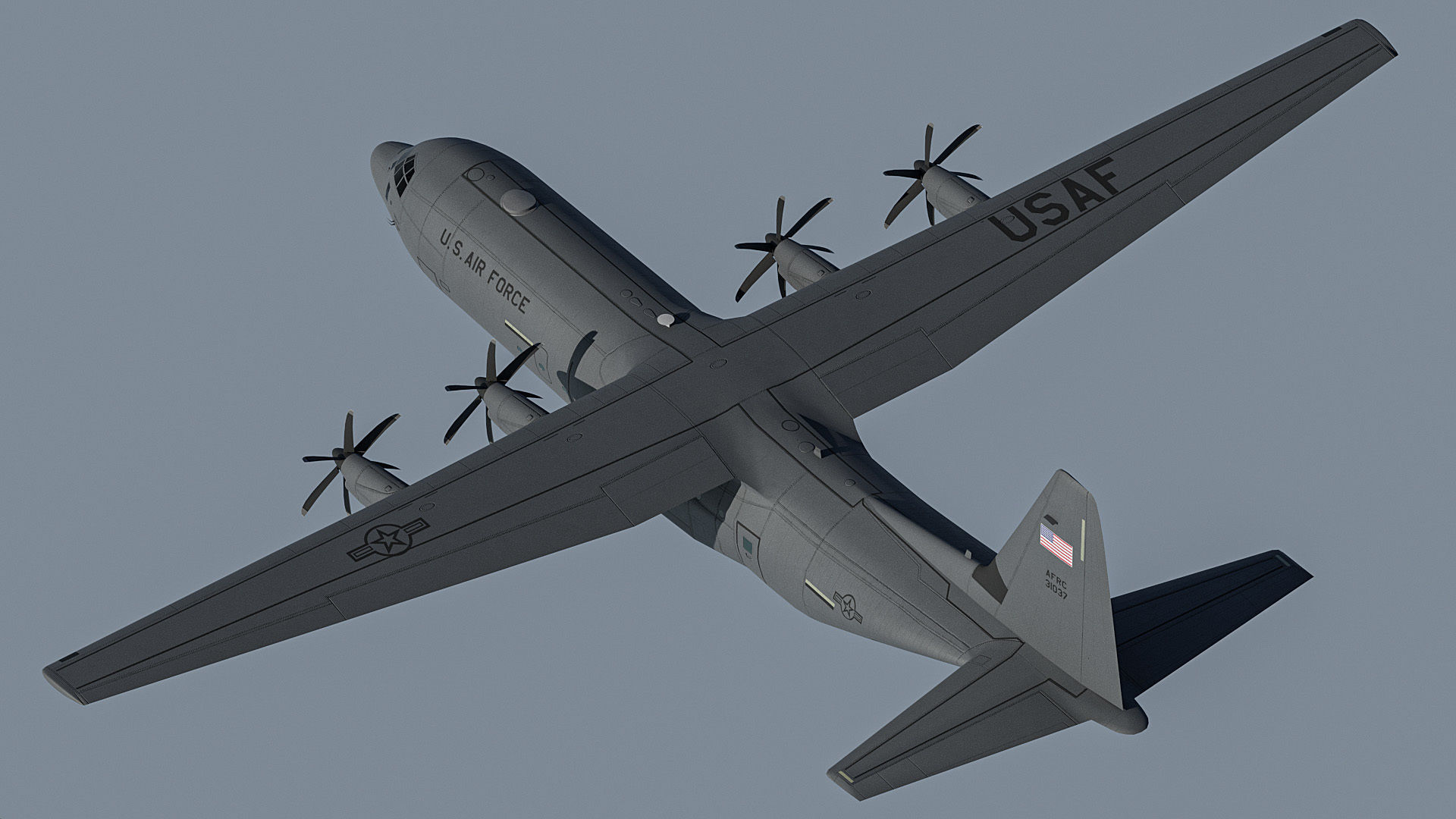 C130 Super Hercules Low-poly 3D model_11