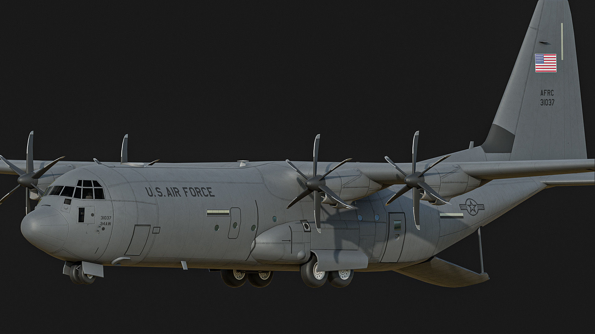 C130 Super Hercules Low-poly 3D model_8