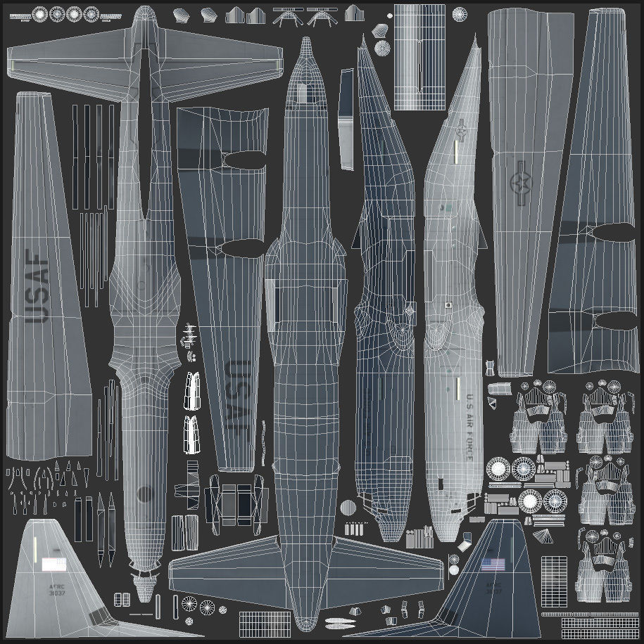 C130 Super Hercules Low-poly 3D model_17
