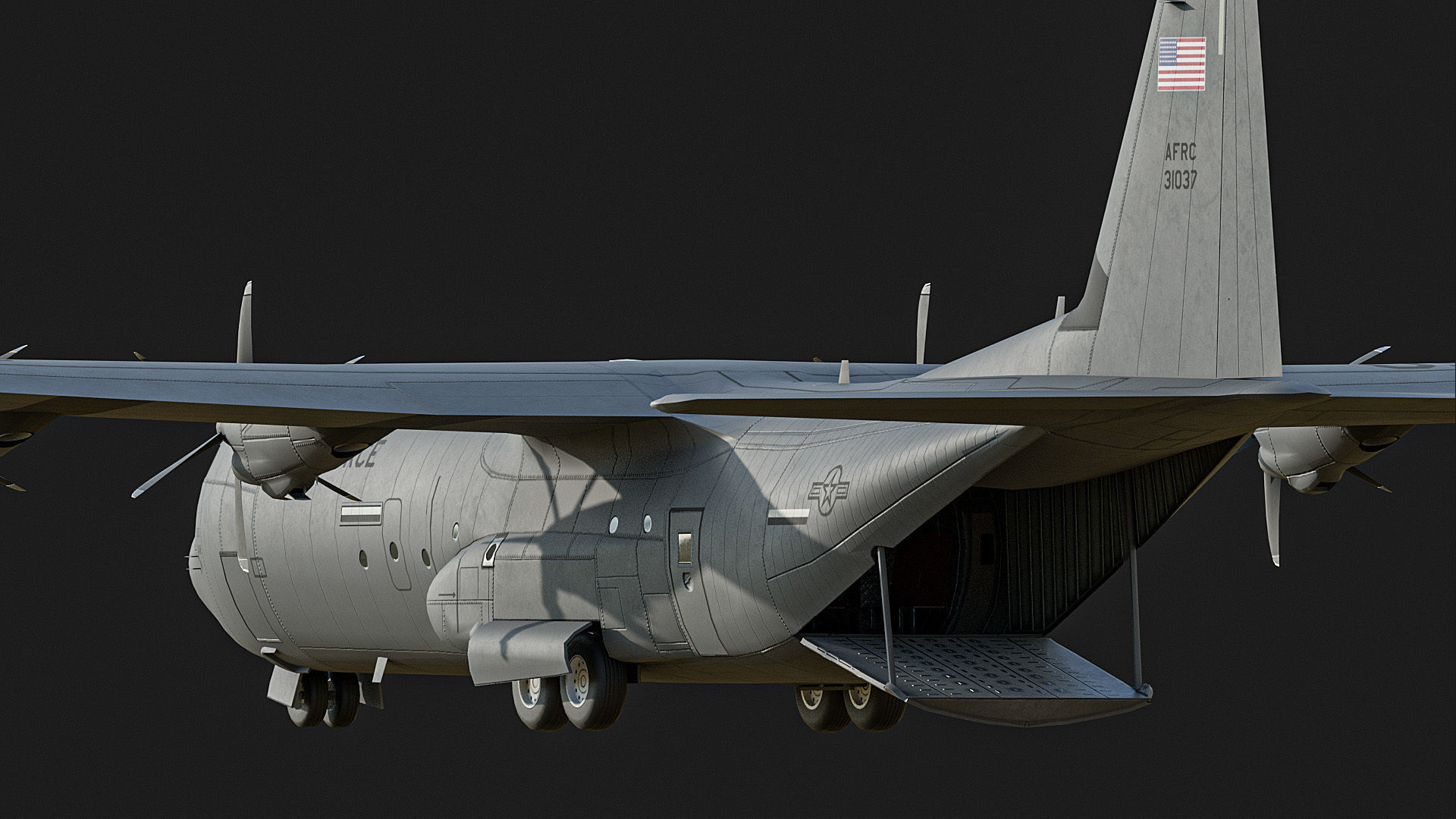 C130 Super Hercules Low-poly 3D model_9