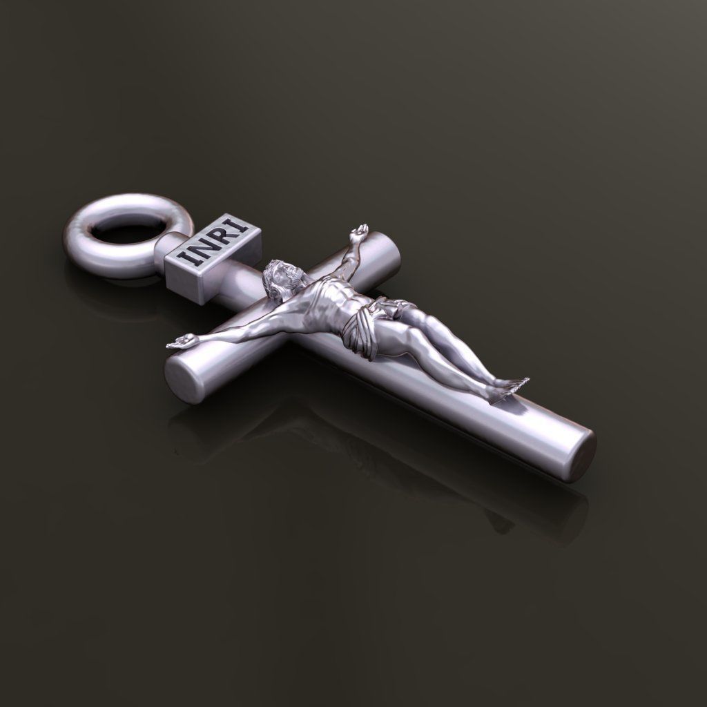 JESUS CROSS PENDANT SMALL SIZE 3D print model_6