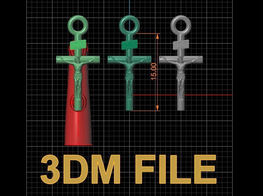 JESUS CROSS PENDANT SMALL SIZE 3D print model_3