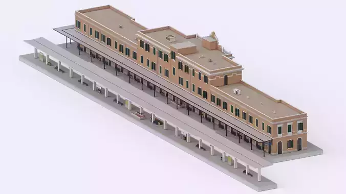 Classical Train Station 3D model