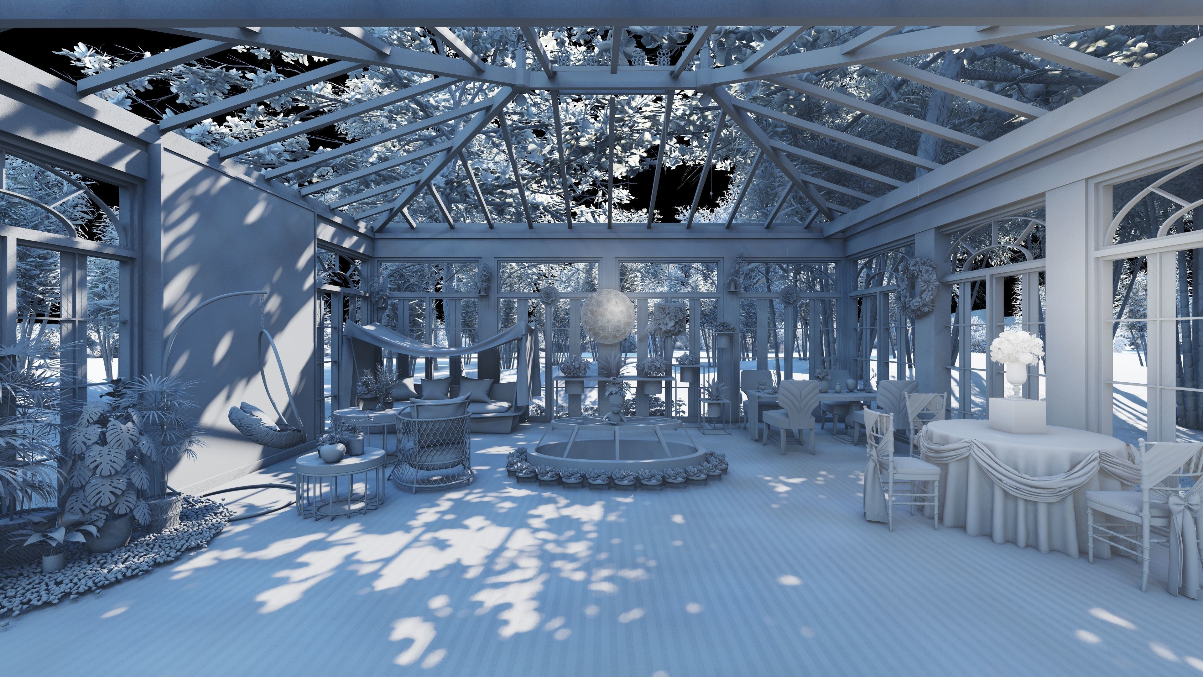 Modern Outdoor Coffee Shop  3D model_1