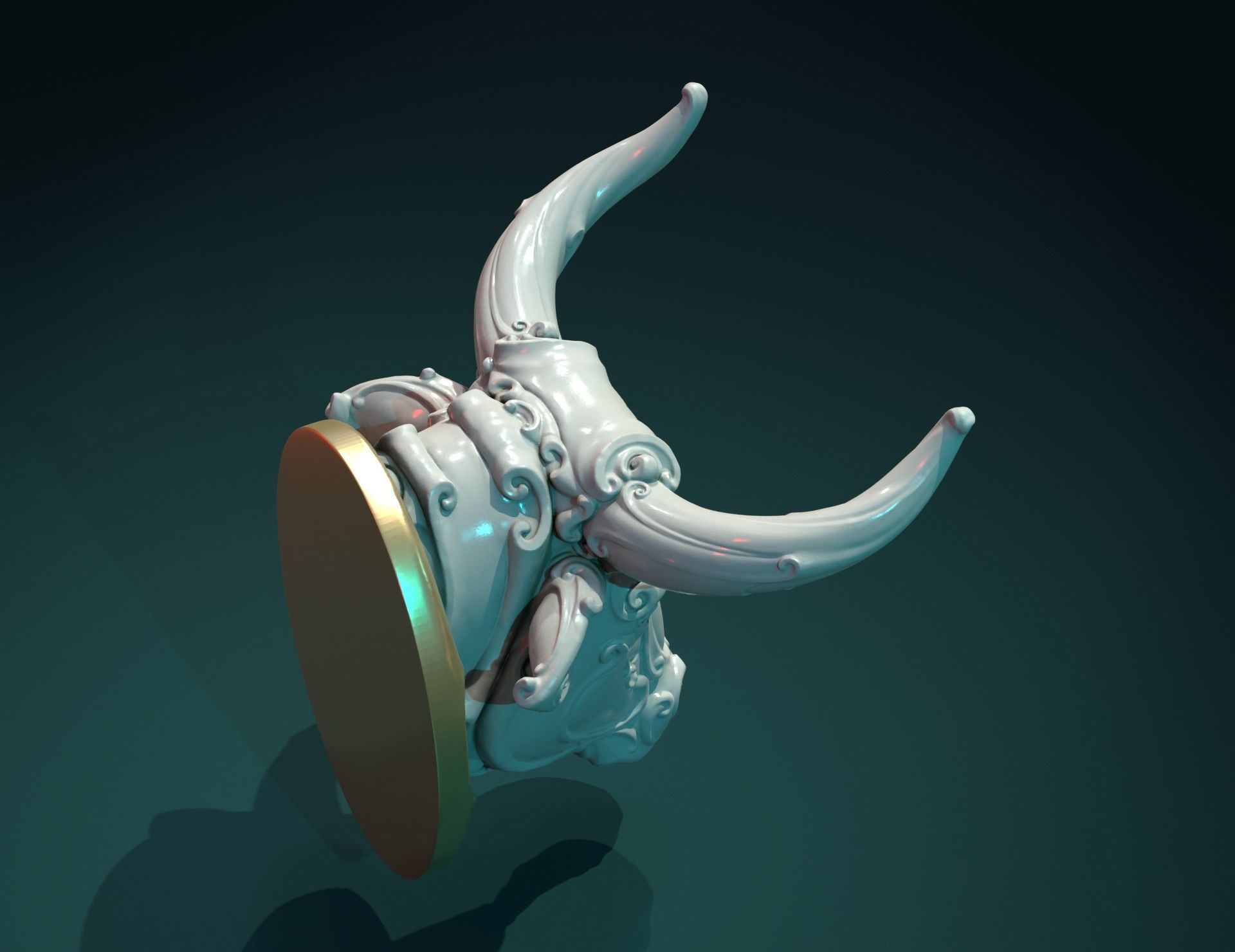 Ornate Bull Head II 3D print model_6