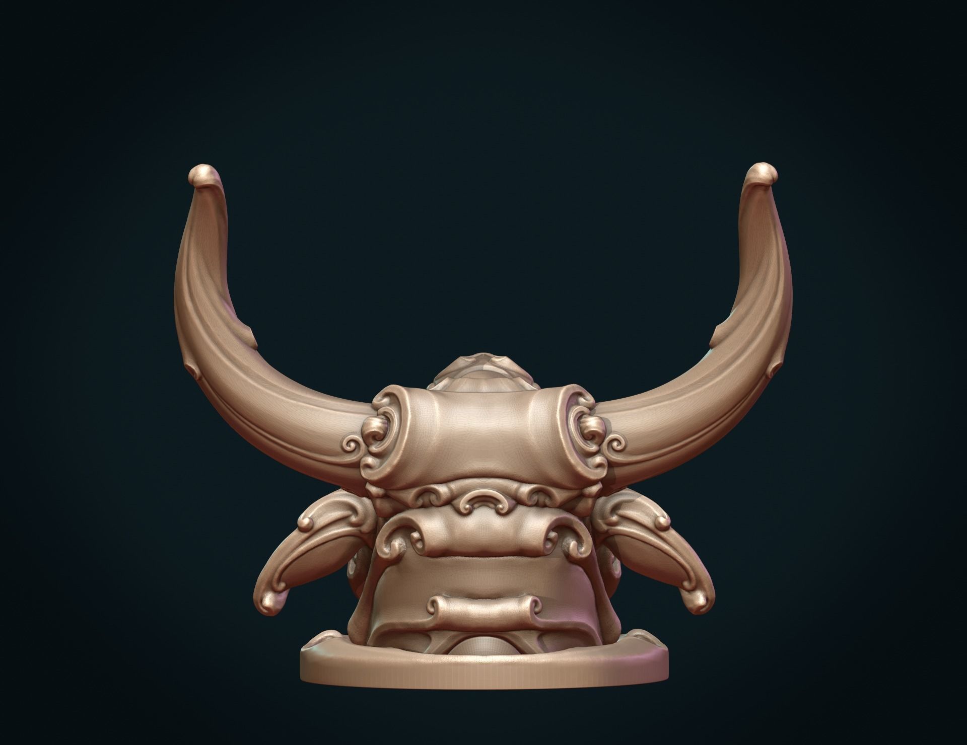 Ornate Bull Head II 3D print model_9