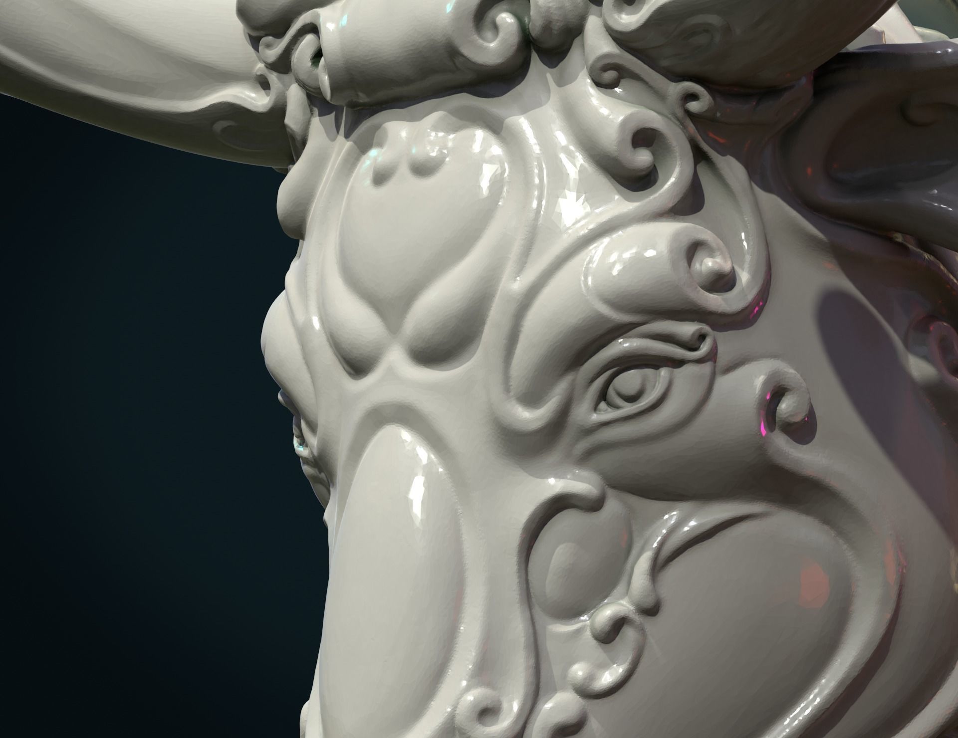 Ornate Bull Head II 3D print model_12