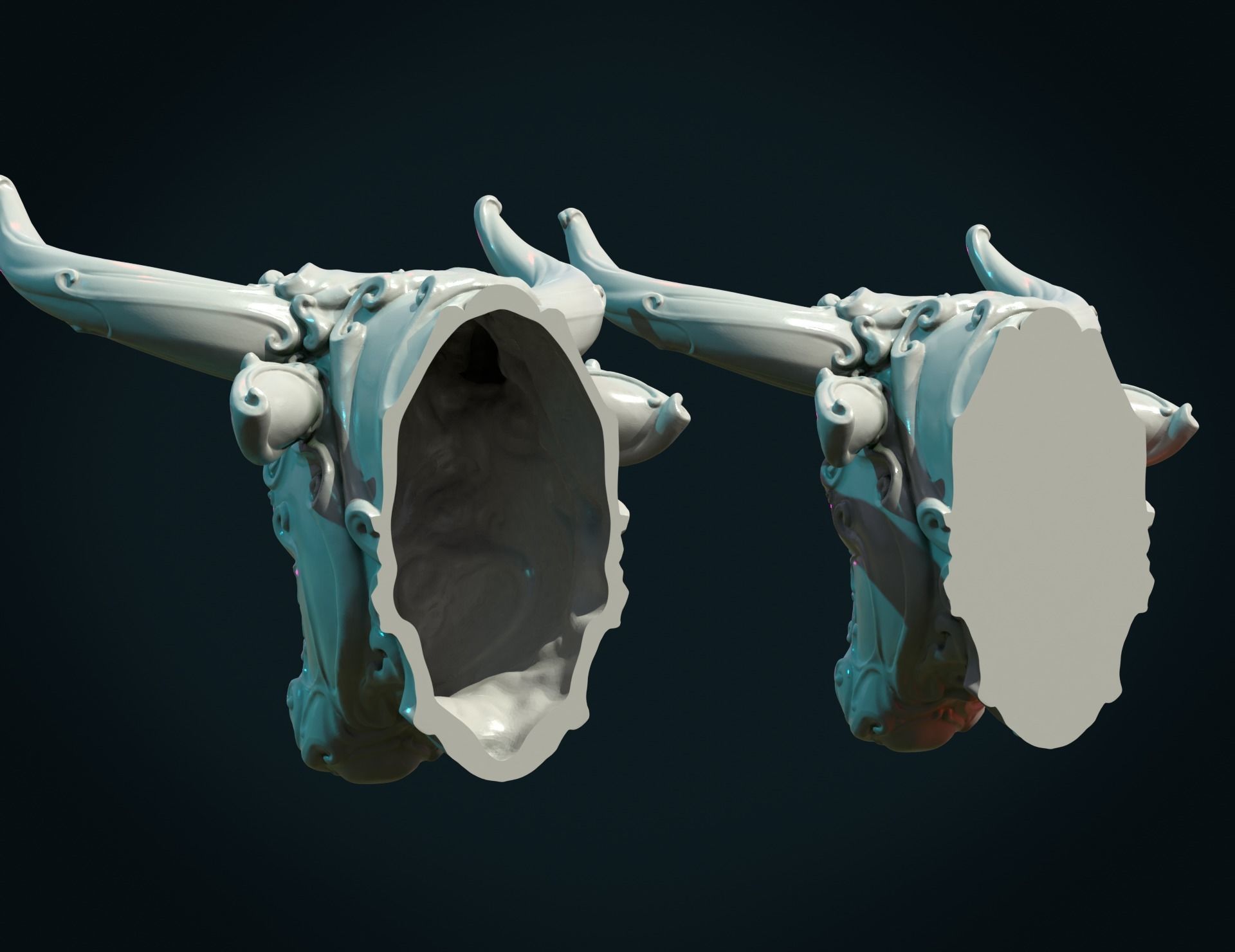 Ornate Bull Head II 3D print model_14