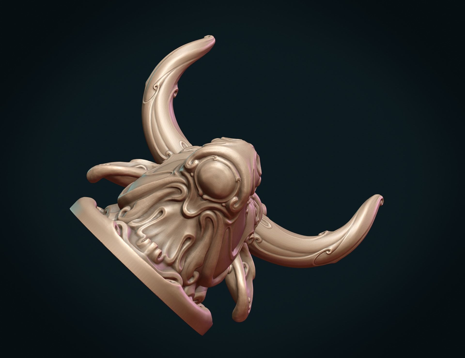 Ornate Bull Head II 3D print model_10