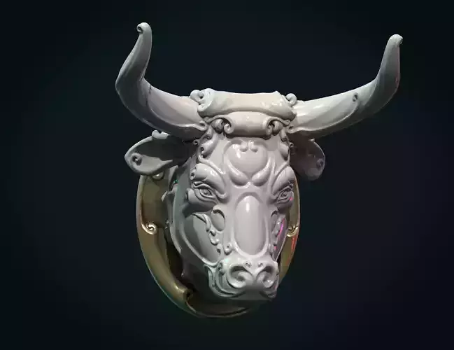 Ornate Bull Head II 3D print model