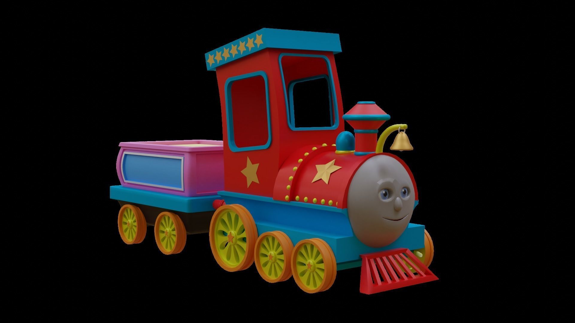 Cartoon Train  Low-poly 3D model_1