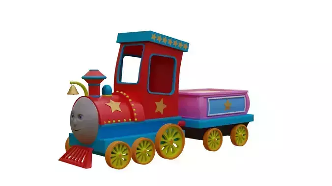 Cartoon Train  Low-poly 3D model