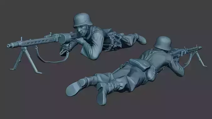 German soldier ww2 MG42 Shoot down G7 3D print model