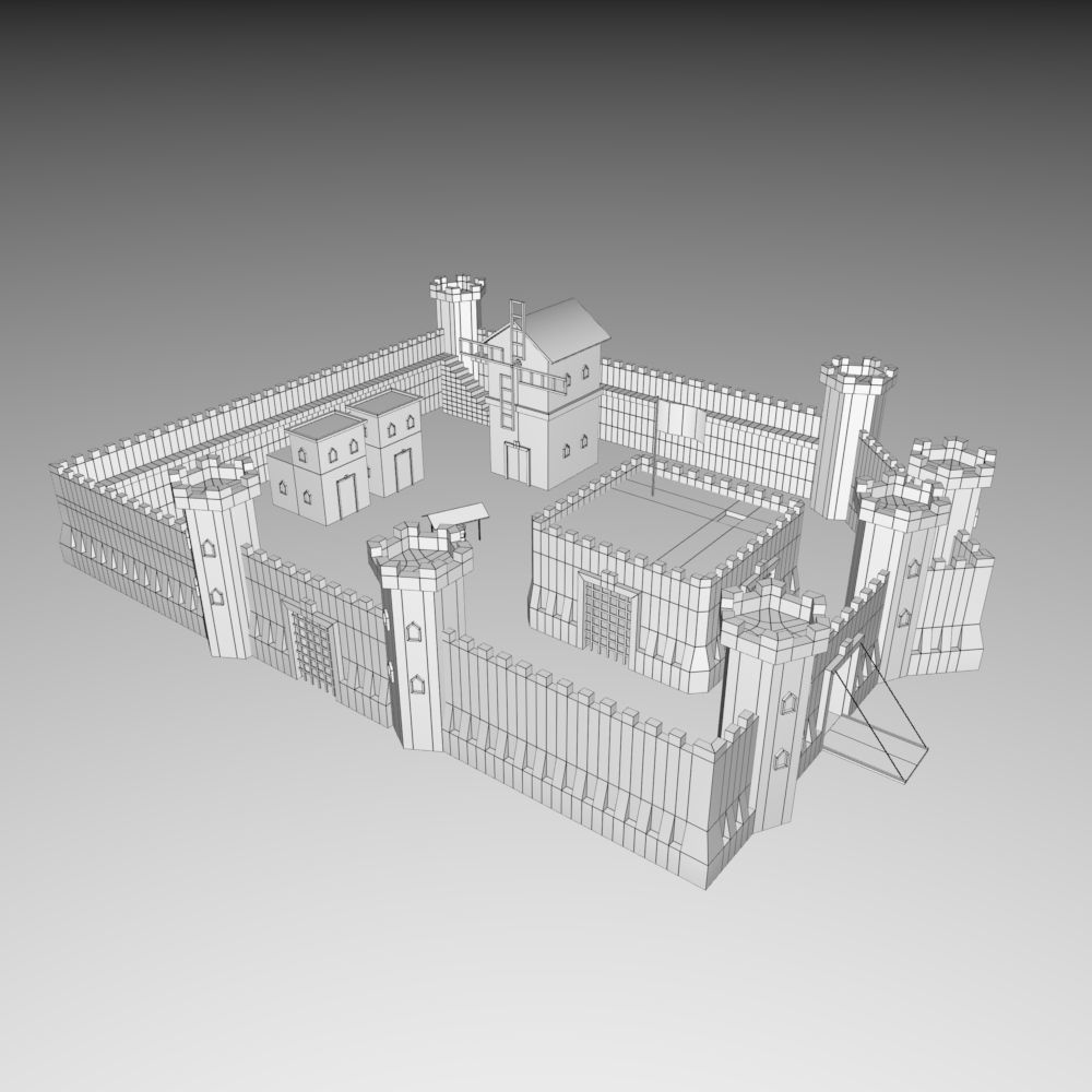 modular isometric low-poly castle Free low-poly 3D model_6