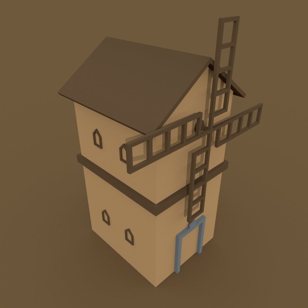 modular isometric low-poly castle Free low-poly 3D model_4