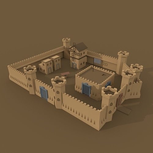 modular isometric low-poly castle Free low-poly 3D model