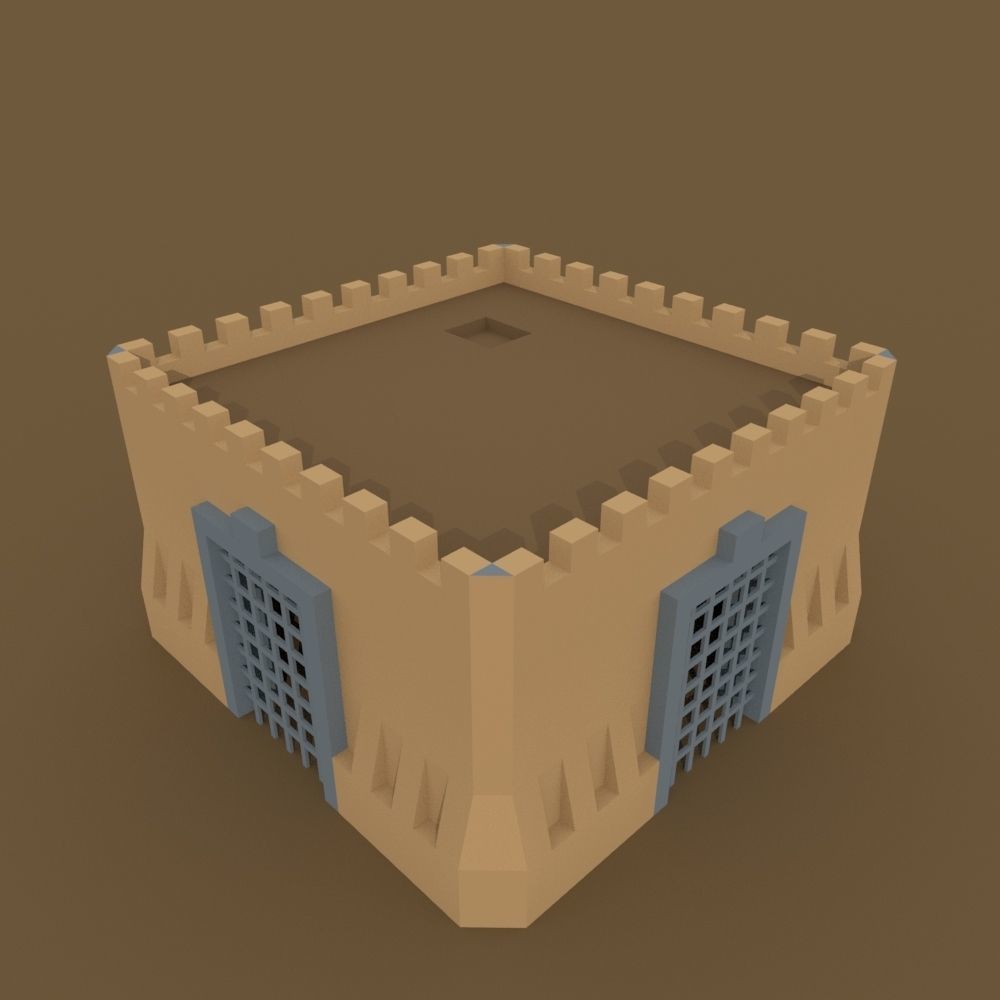 modular isometric low-poly castle Free low-poly 3D model_5
