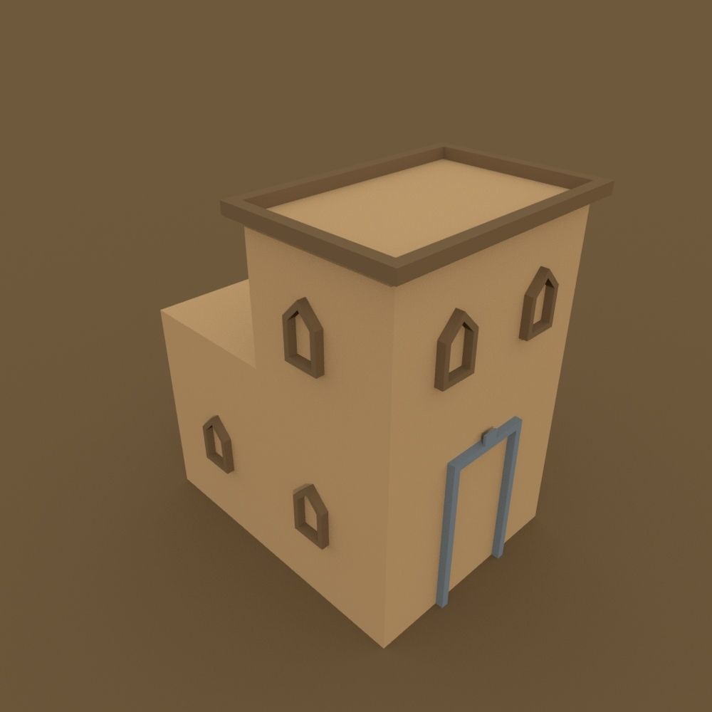 modular isometric low-poly castle Free low-poly 3D model_3