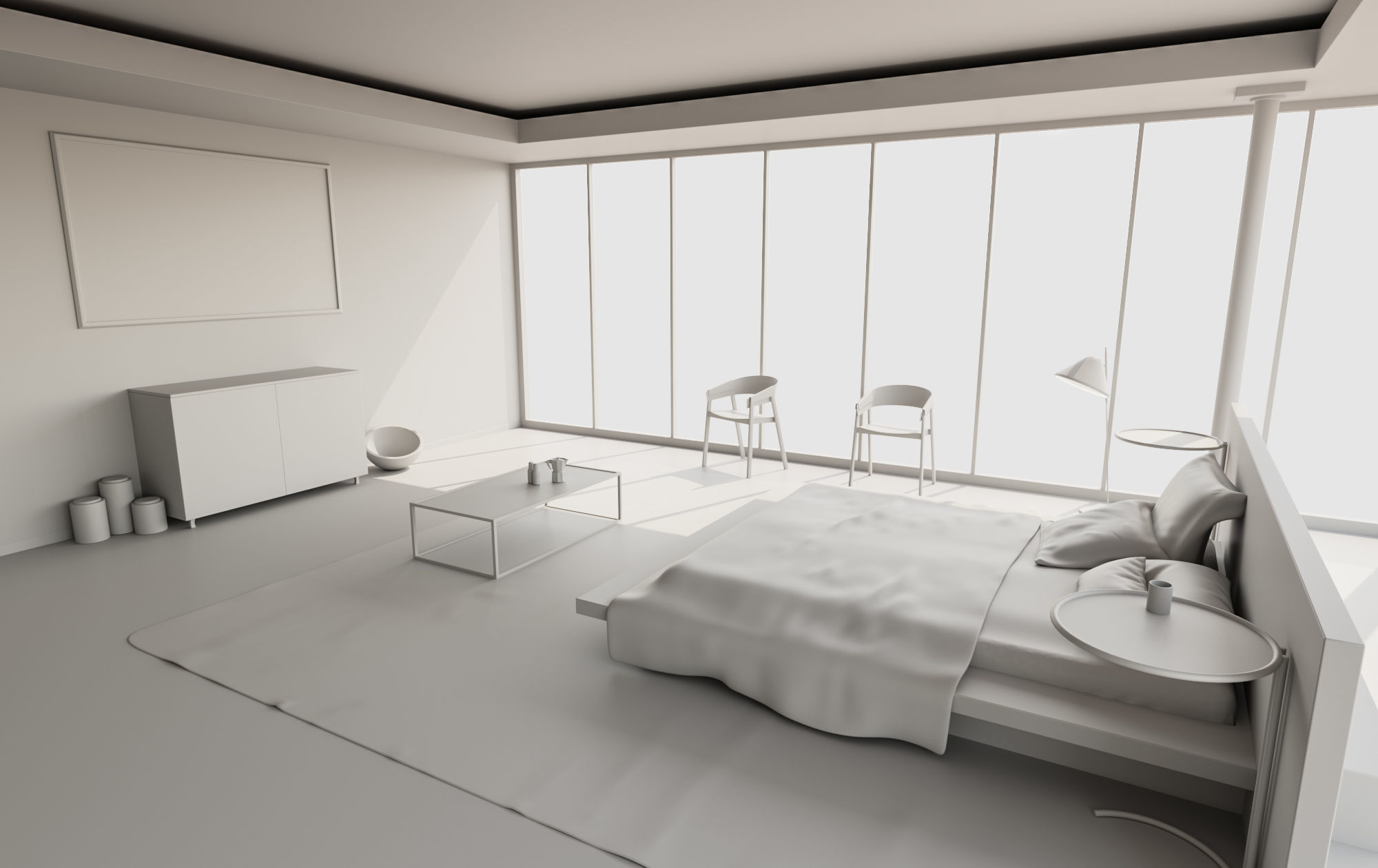 Bedroom interior design - sea view 3D model_8