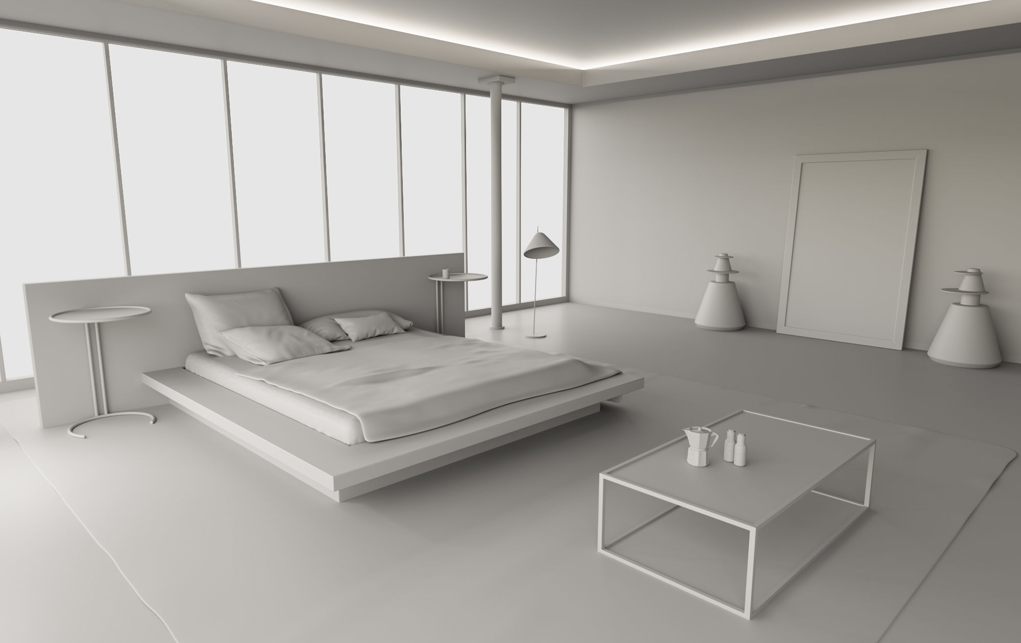 Bedroom interior design - sea view 3D model_7
